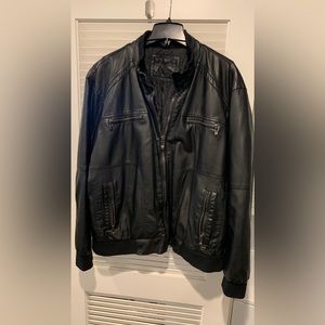 Calvin Klein faux leather Moto bomber jacket